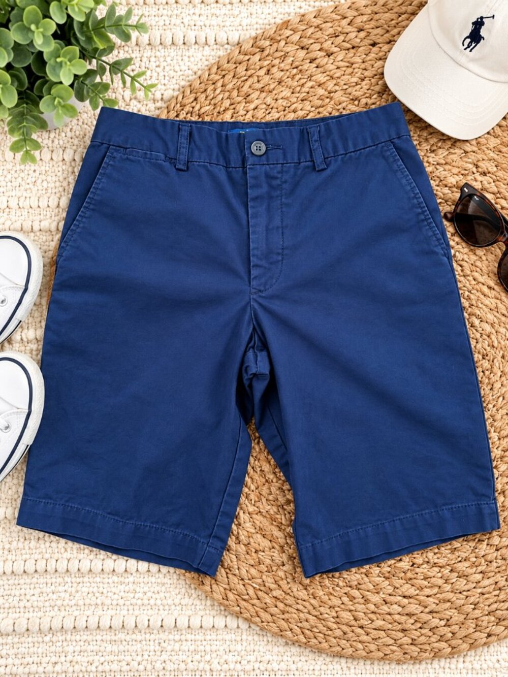 Polo Ralph Lauren Boys Size 12 Navy Blue Chino Shorts Classic Preppy 100% Cotton